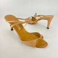 Manolo Blahnik | Vintage Nude Leather Strappy Ribbon Bow Sandal Heels (38)