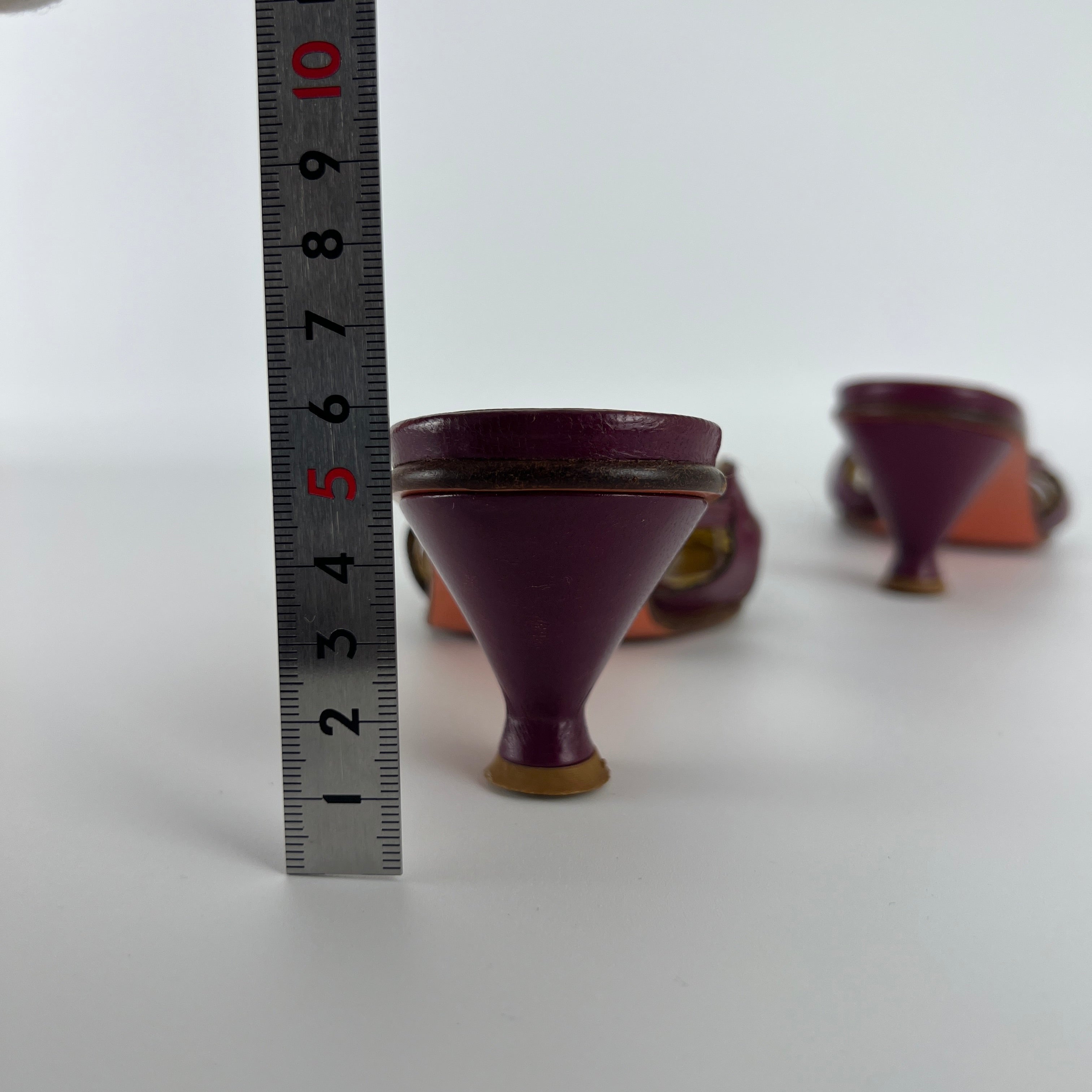 Fendi | Vintage Purple Red Leather Strappy Peep Toe Kitten Heel Sandal Mules (35)