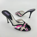Emilio Pucci | Vintage Y2K Pink Pattern Black Leather Slide Mules (36)