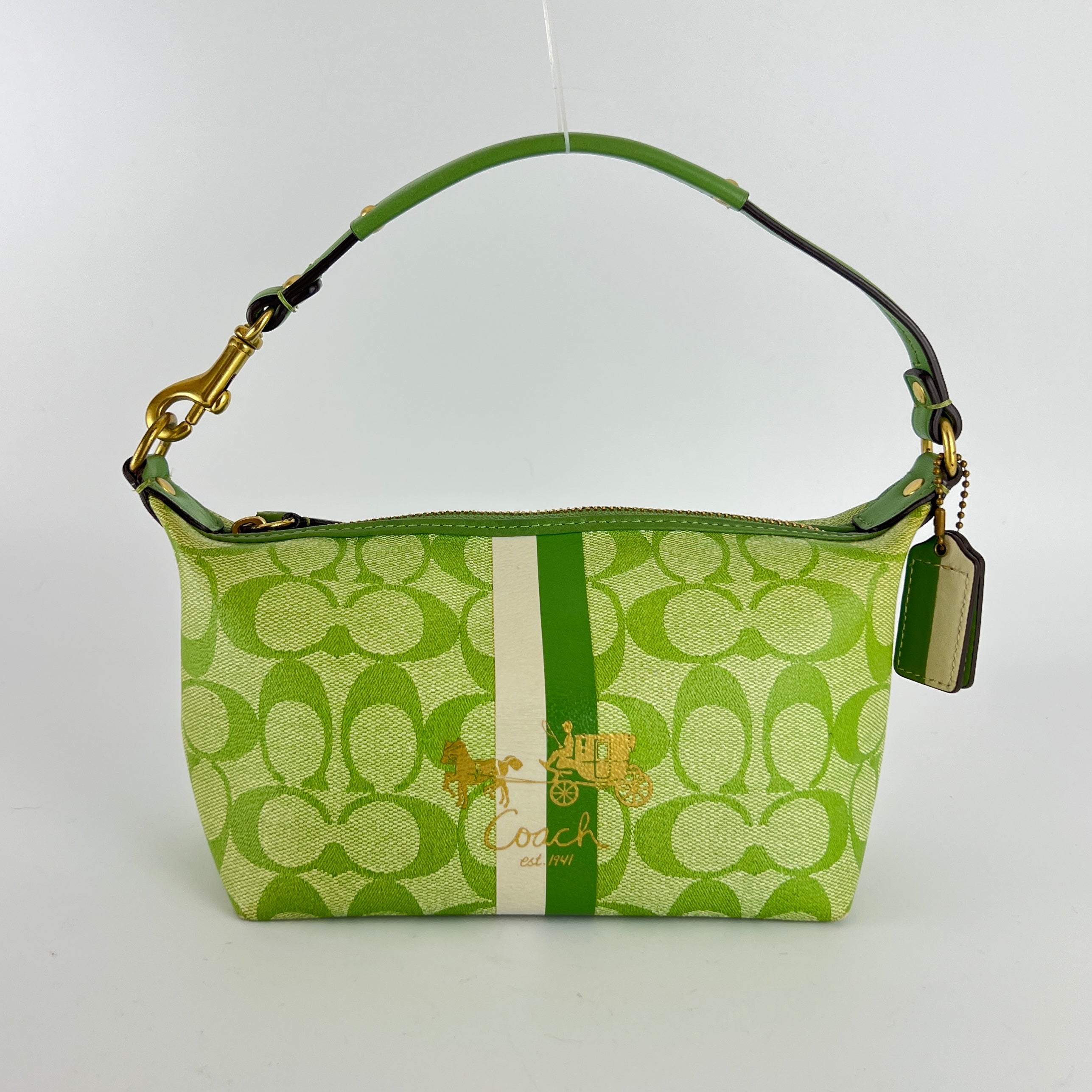 Coach | Vintage Y2K Signature Soho Top Handle Green Heritage Monogram Canvas Bag