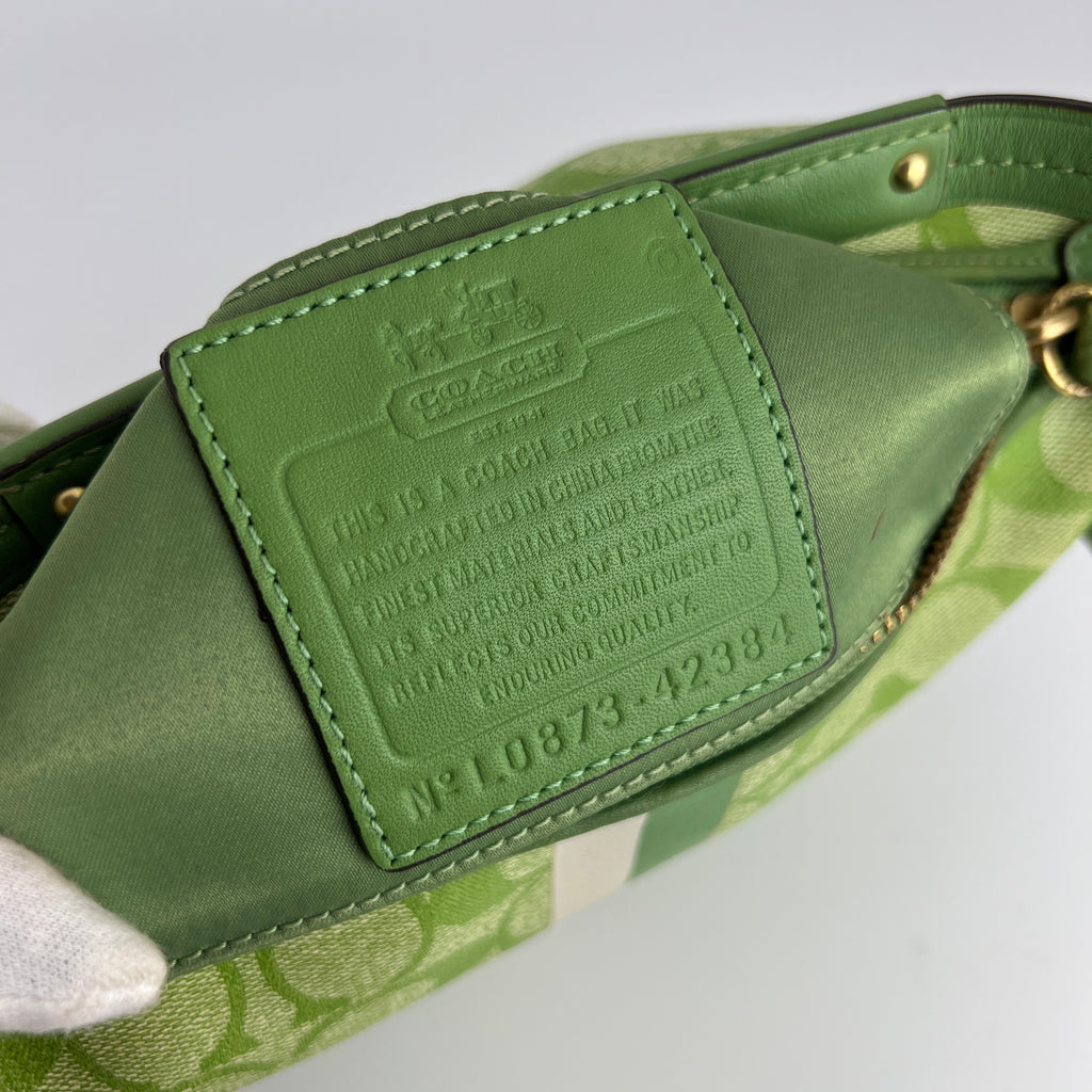 Coach | Vintage Y2K Signature Soho Top Handle Green Heritage Monogram Canvas Bag