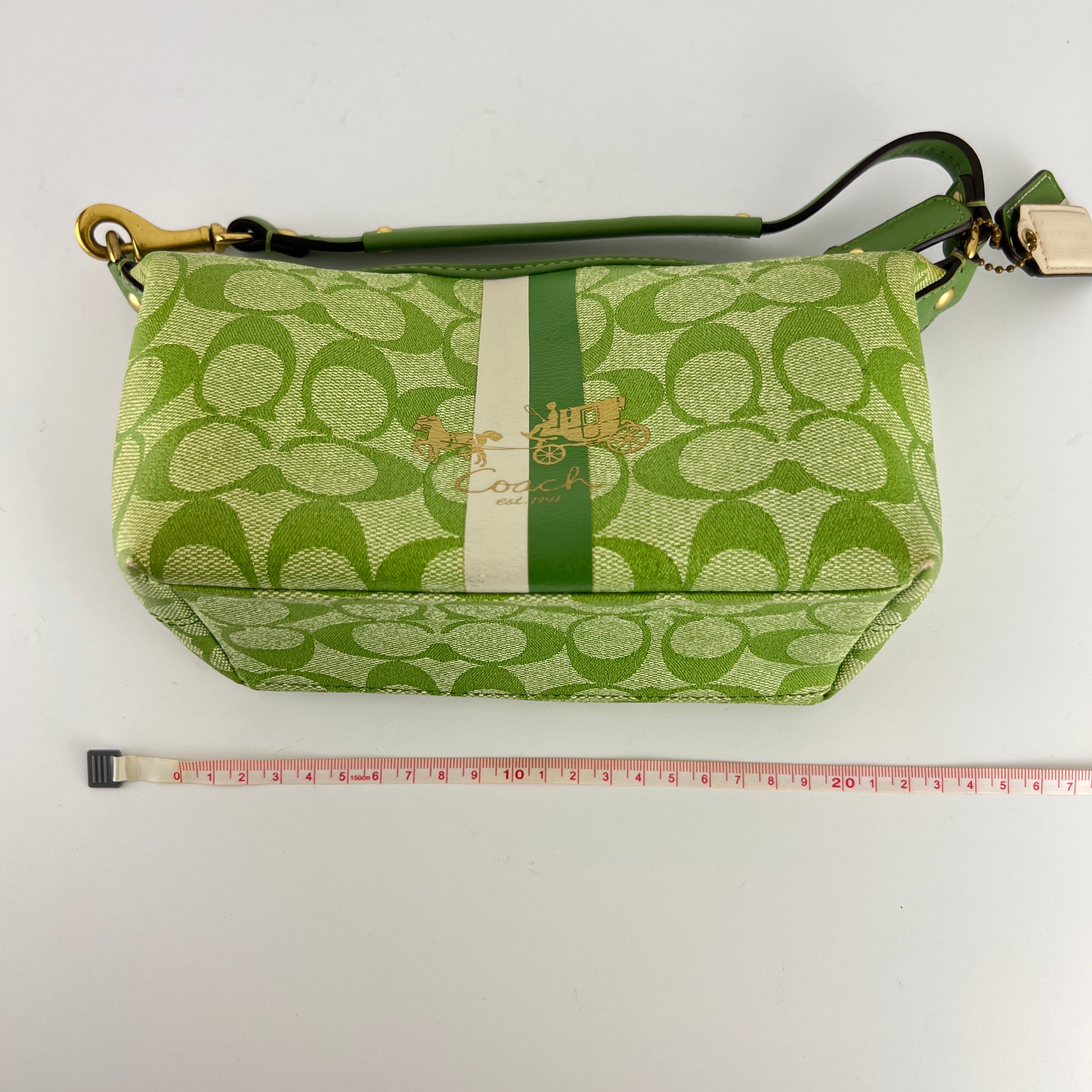 Coach | Vintage Y2K Signature Soho Top Handle Green Heritage Monogram Canvas Bag