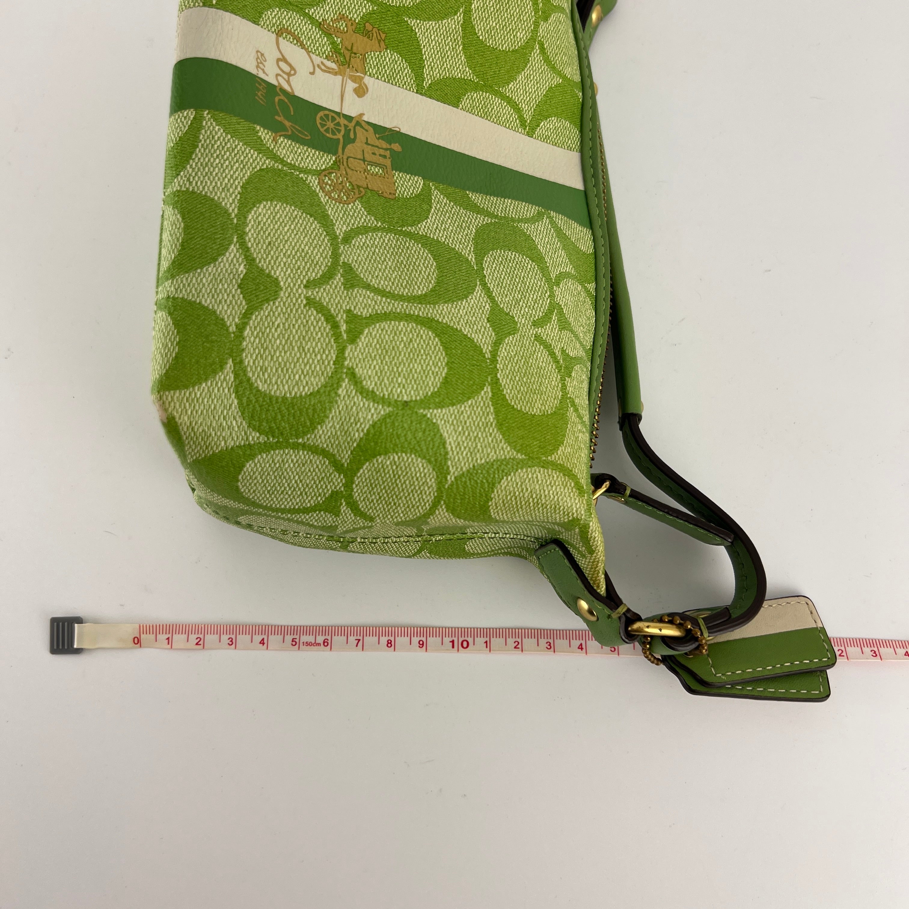 Coach | Vintage Y2K Signature Soho Top Handle Green Heritage Monogram Canvas Bag