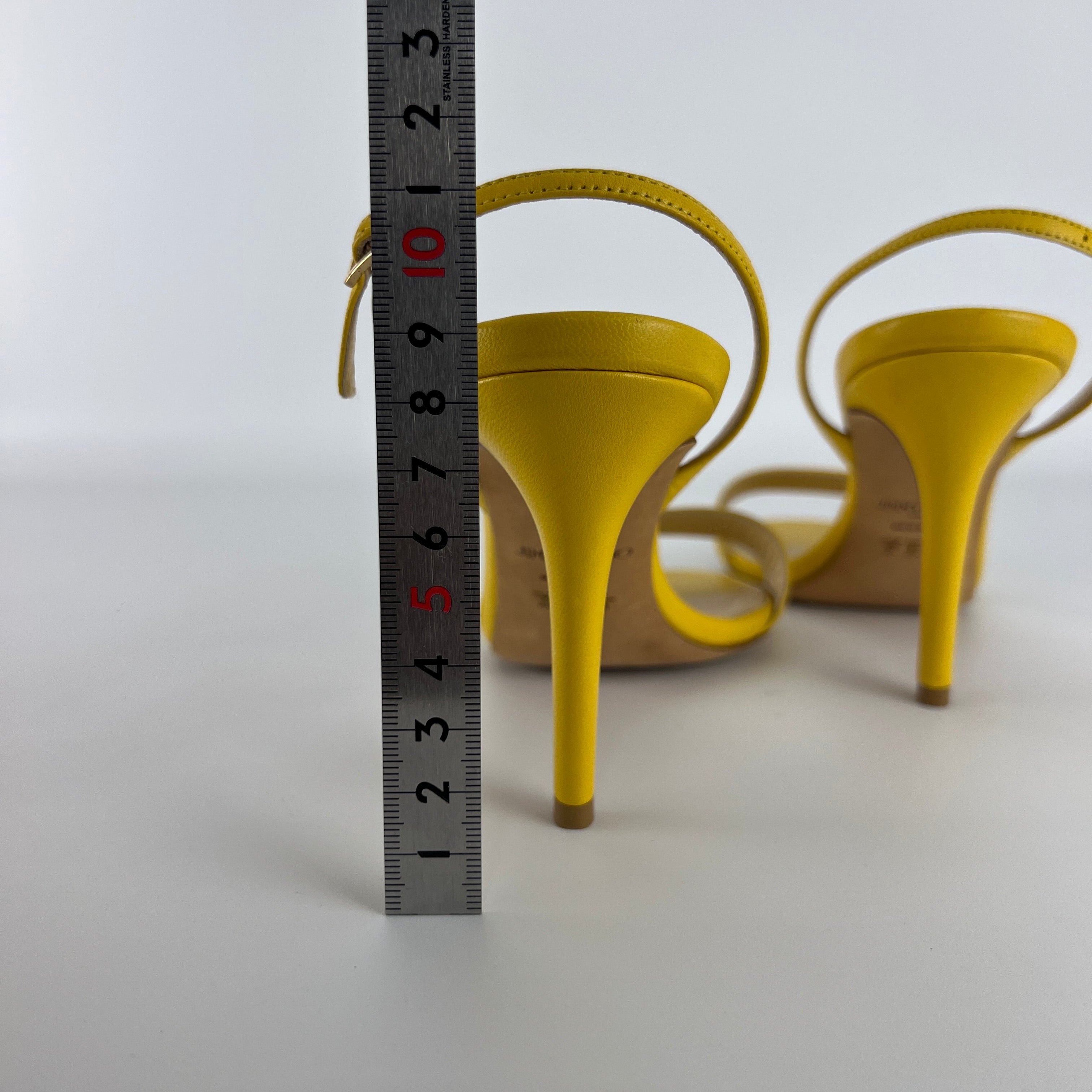 Jimmy Choo | Minny Yellow Leather Slingback Stiletto Sandal Heels (36)