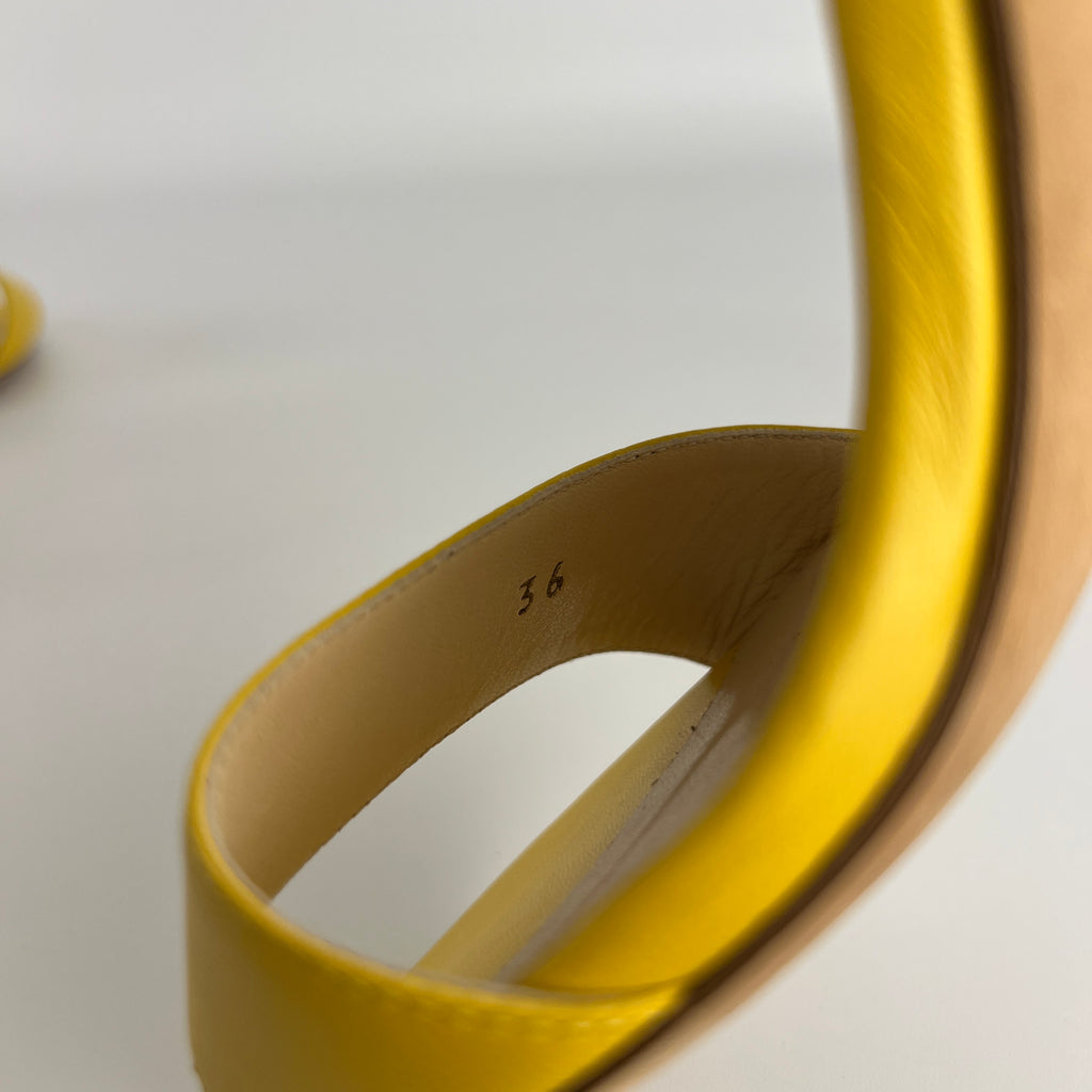 Jimmy Choo | Minny Yellow Leather Slingback Stiletto Sandal Heels (36)