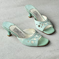 Ferragamo | Vintage Tabla Tiffany Blue Pony Hair Cut-Out Slide Mules (5 , 35)