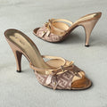 Fendi | Vintage Metallic Rose Gold Zucca Bow Slide Mules Rare (36)