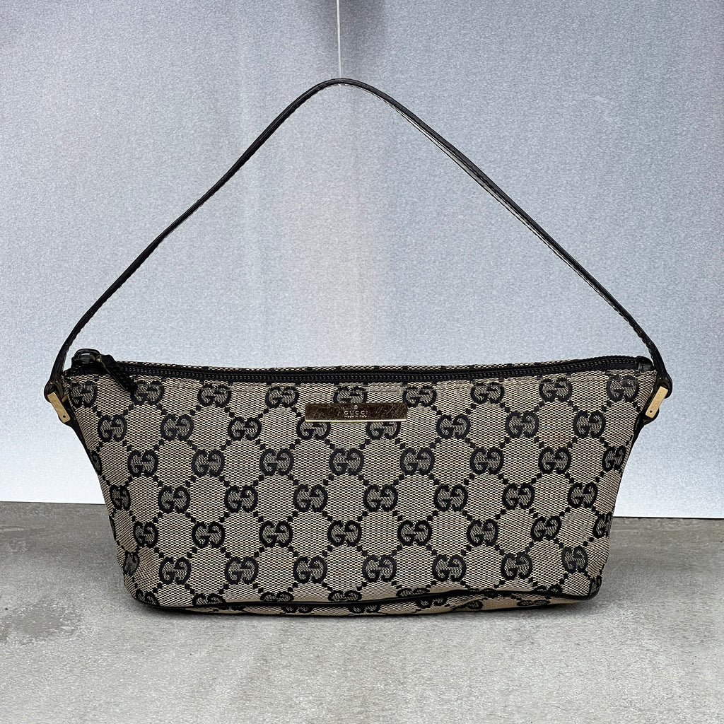 Gucci | Tom Ford Era Grey Black GG Monogram Boat Pochette Mini Shoulder Bag