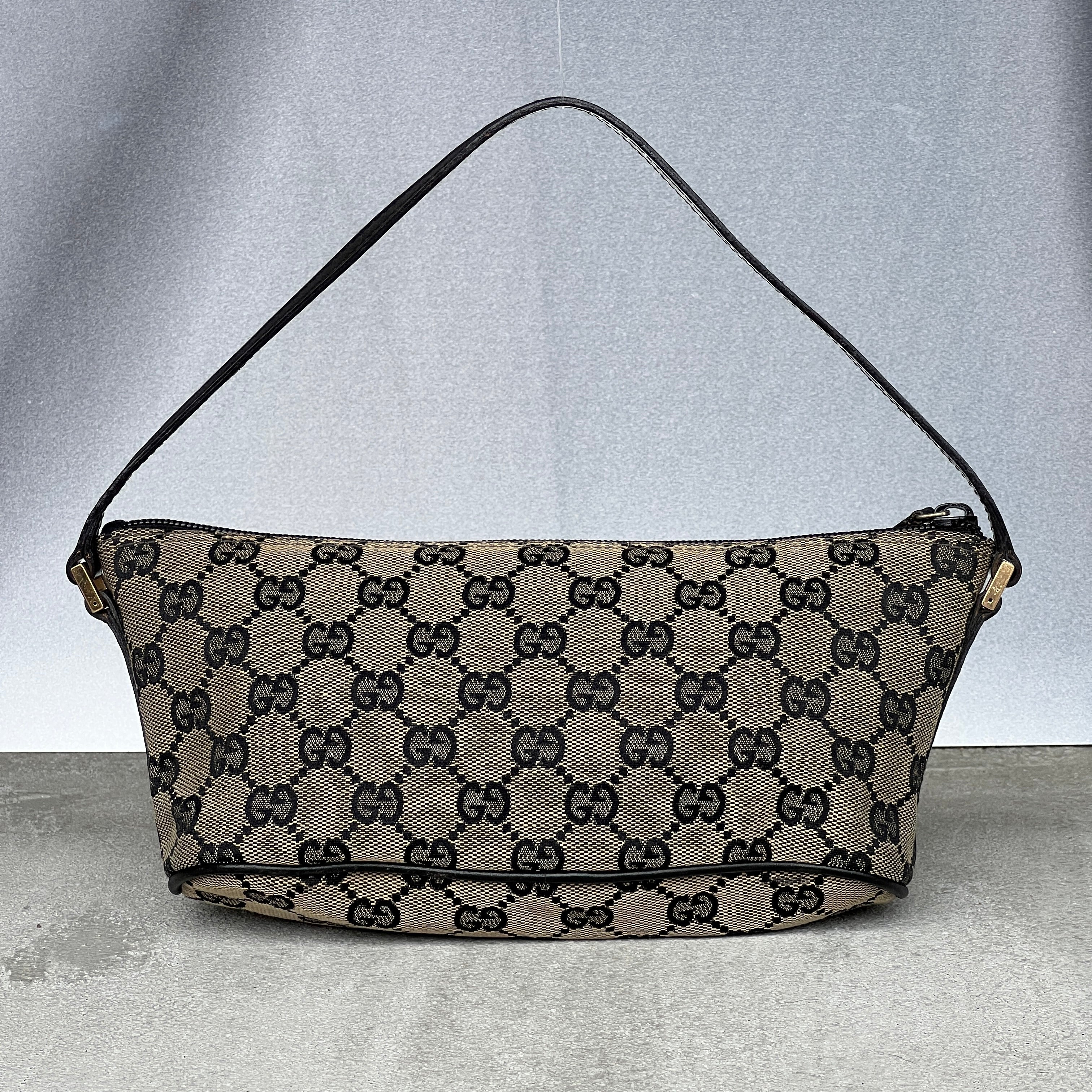 Gucci | Tom Ford Era Grey Black GG Monogram Boat Pochette Mini Shoulder Bag