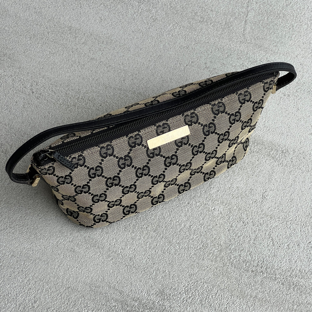 Gucci | Tom Ford Era Grey Black GG Monogram Boat Pochette Mini Shoulder Bag