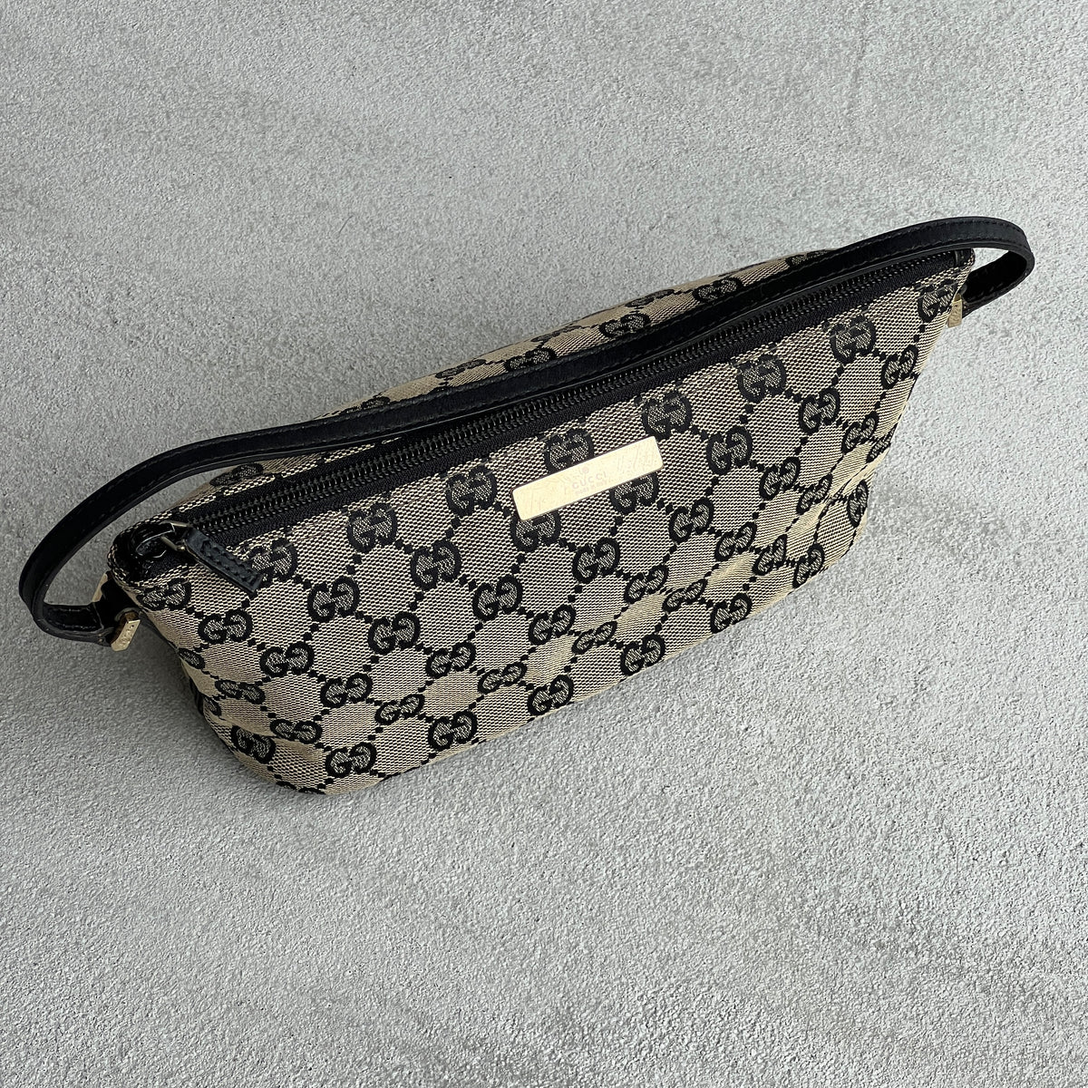 Gucci | Tom Ford Era Grey Black GG Monogram Boat Pochette Mini Shoulder Bag