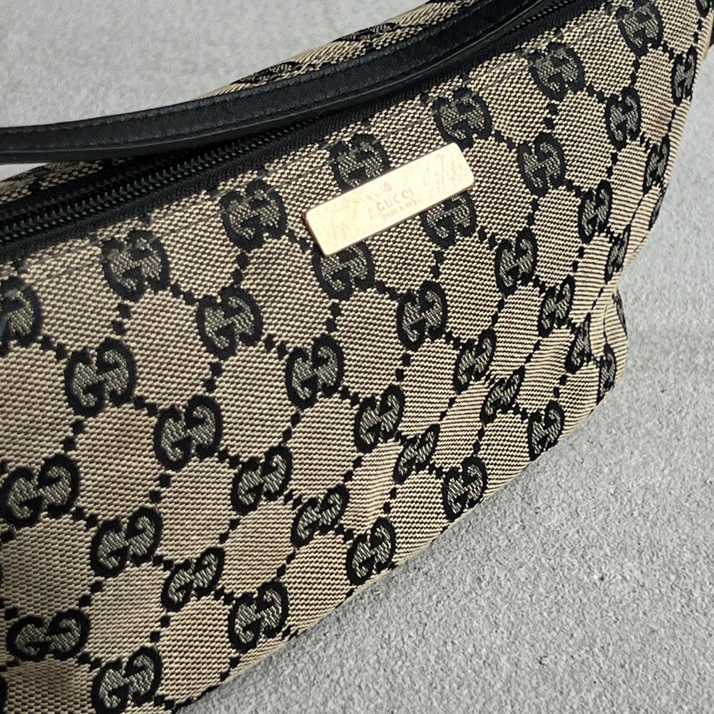 Gucci | Tom Ford Era Grey Black GG Monogram Boat Pochette Mini Shoulder Bag