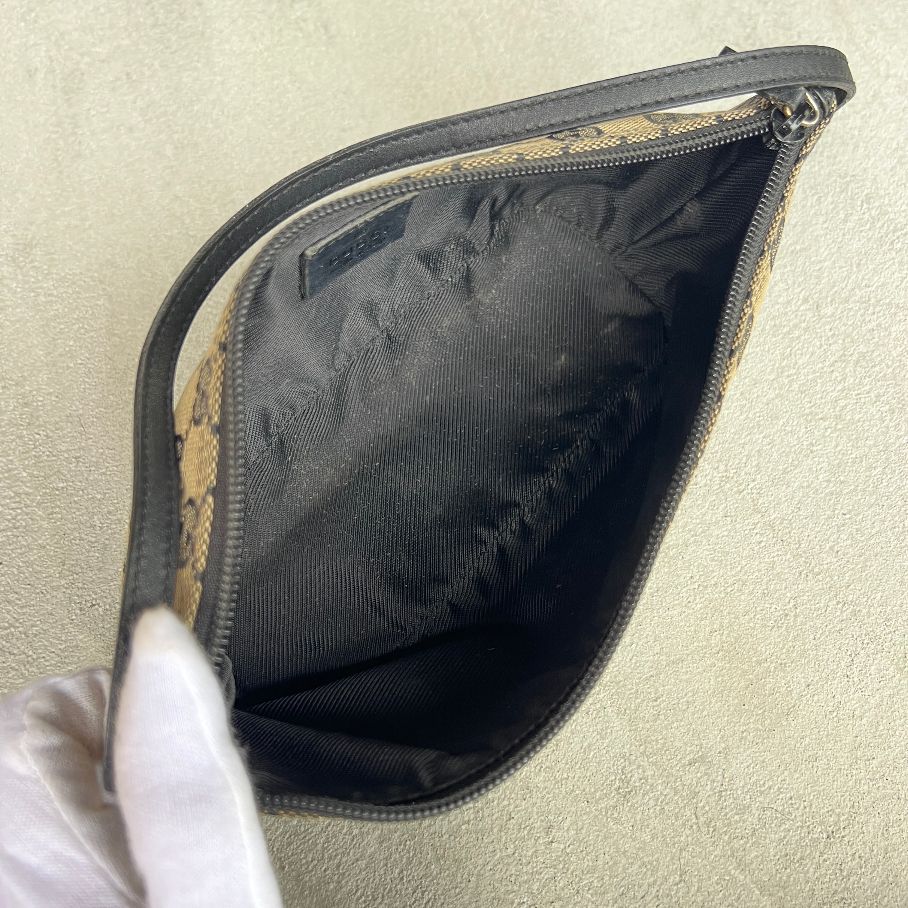 Gucci | Tom Ford Era Grey Black GG Monogram Boat Pochette Mini Shoulder Bag