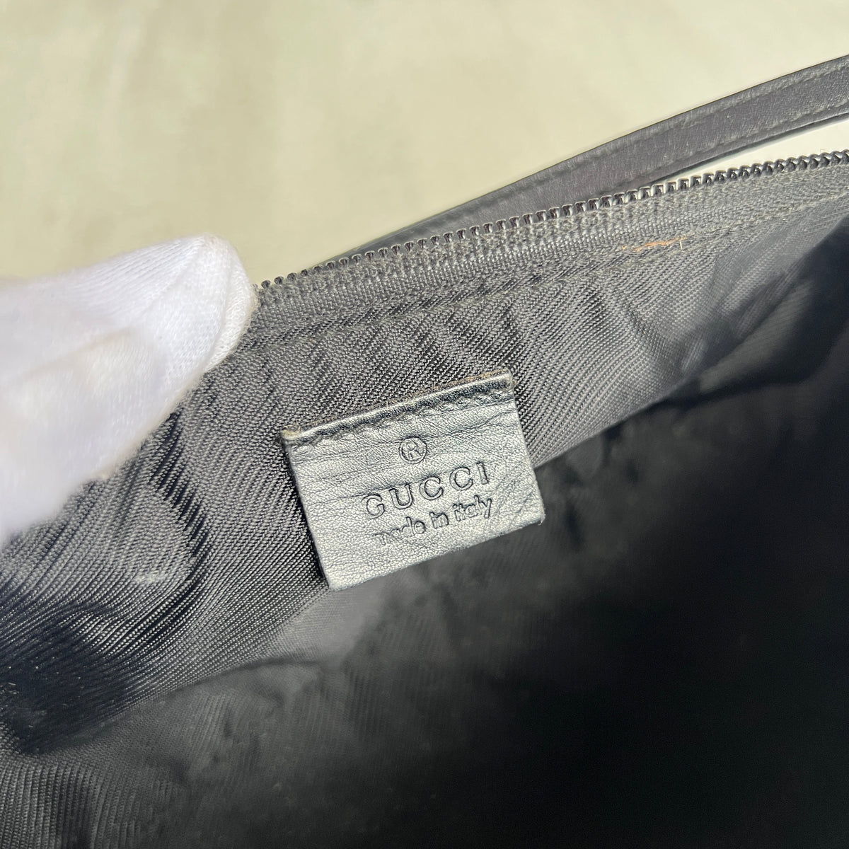 Gucci | Tom Ford Era Grey Black GG Monogram Boat Pochette Mini Shoulder Bag