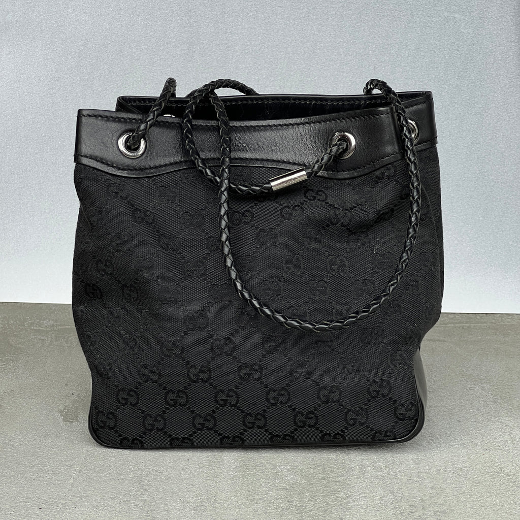 Gucci | Rare Tom Ford Era Gifford Tote Braided Straps Black GG Monogram Bag