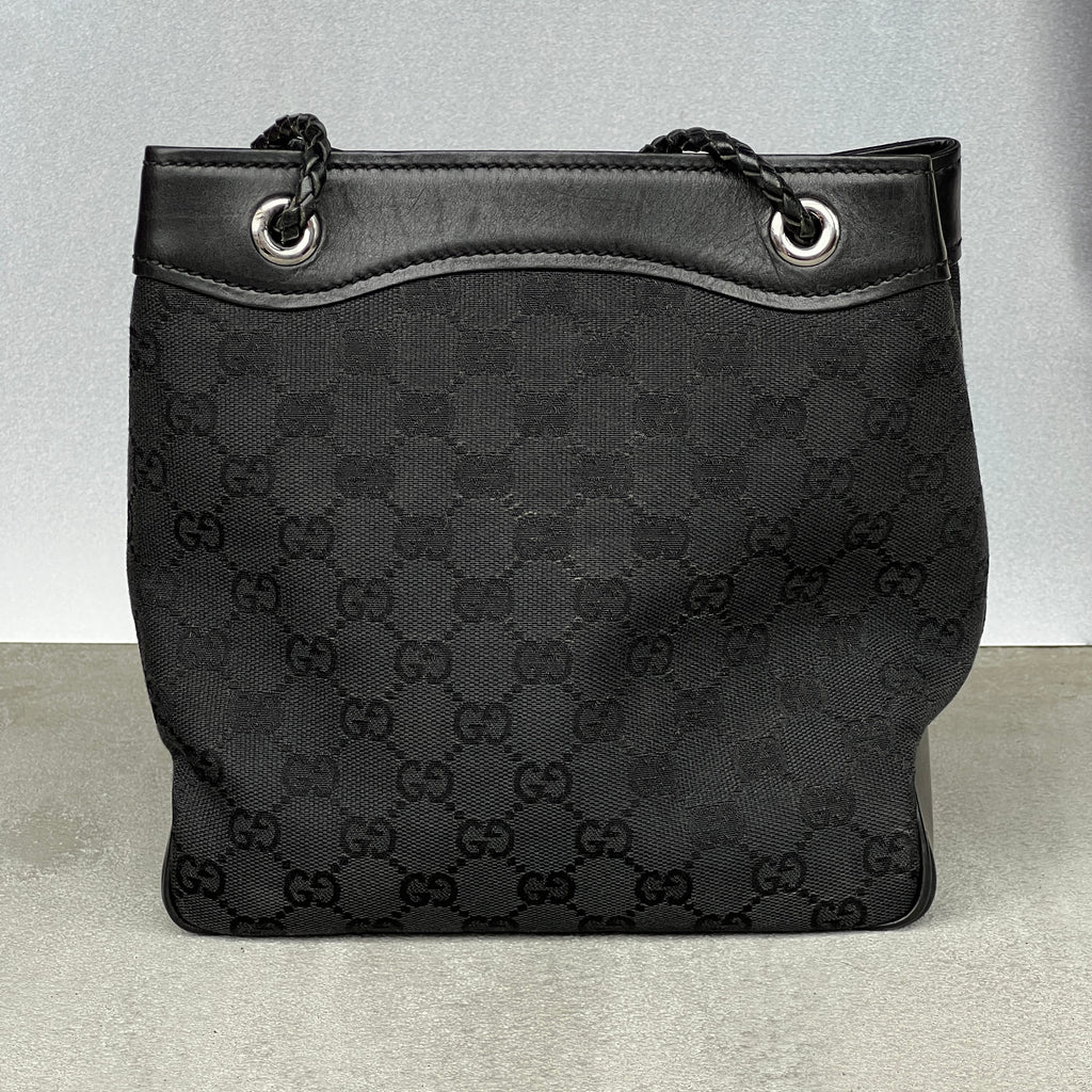 Gucci | Rare Tom Ford Era Gifford Tote Braided Straps Black GG Monogram Bag