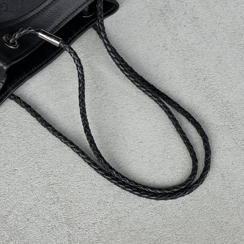 Gucci | Rare Tom Ford Era Gifford Tote Braided Straps Black GG Monogram Bag