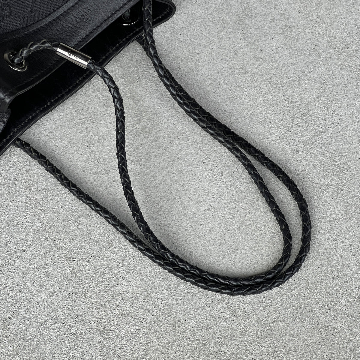 Gucci | Rare Tom Ford Era Gifford Tote Braided Straps Black GG Monogram Bag