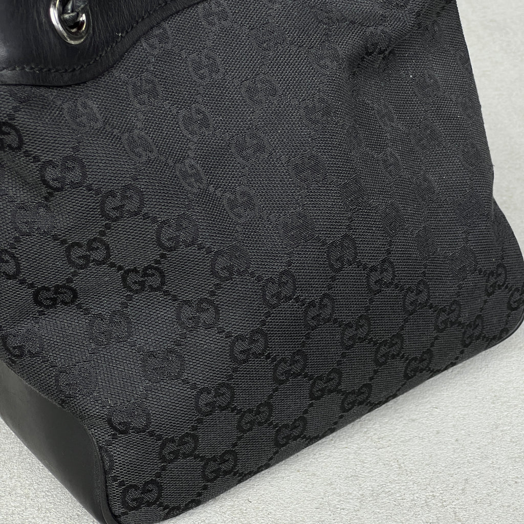 Gucci | Rare Tom Ford Era Gifford Tote Braided Straps Black GG Monogram Bag