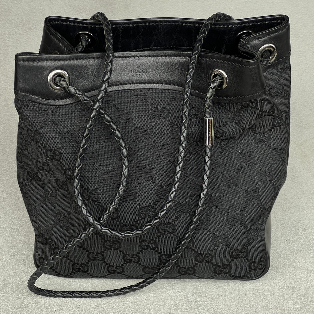 Gucci | Rare Tom Ford Era Gifford Tote Braided Straps Black GG Monogram Bag