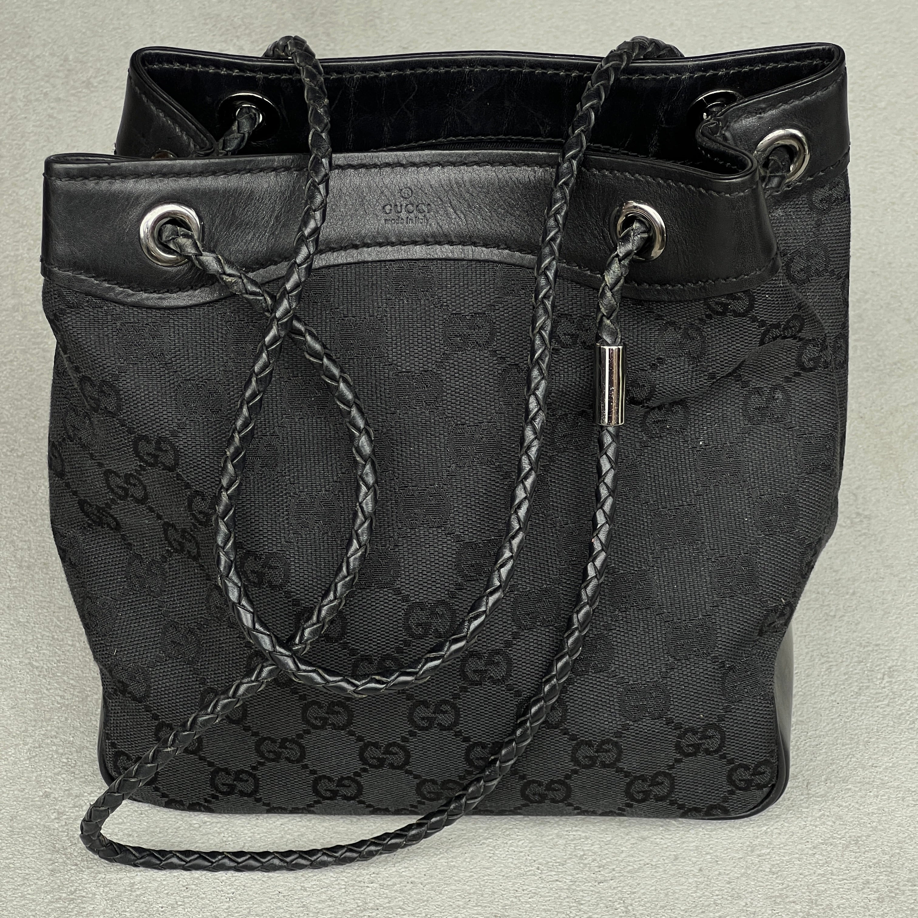 Gucci | Rare Tom Ford Era Gifford Tote Braided Straps Black GG Monogram Bag