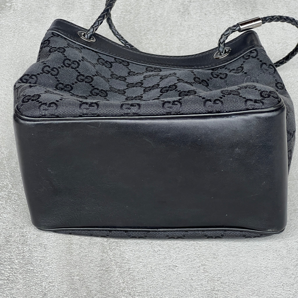 Gucci | Rare Tom Ford Era Gifford Tote Braided Straps Black GG Monogram Bag