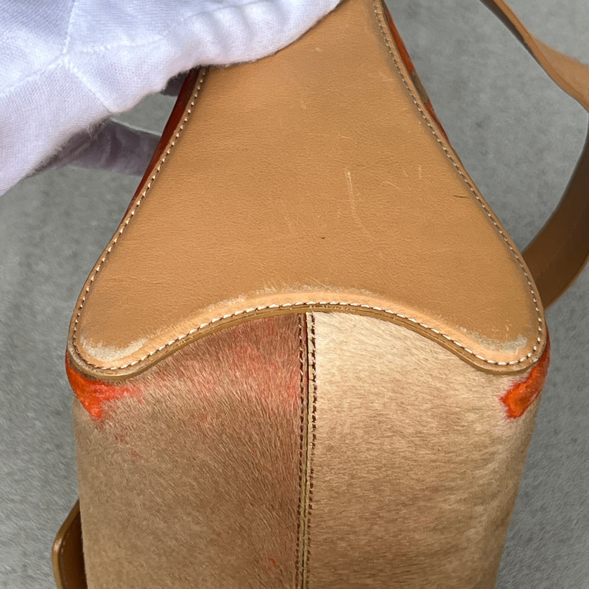 Tod's | Rare Vintage Pony Hair Tan Orange Leather Fold-Over Clasp Shoulder Bag
