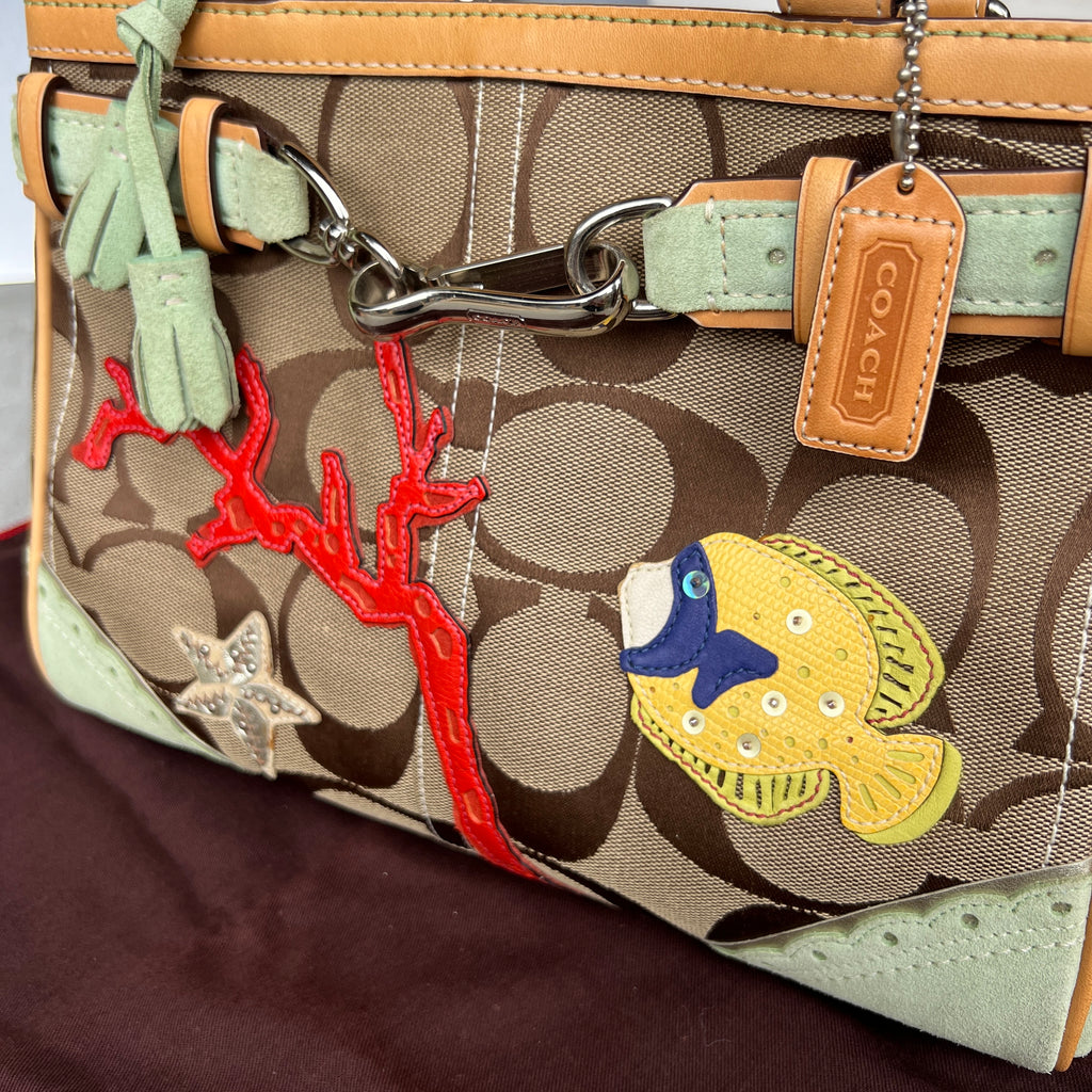 Coach | Super Rare Y2K Limited Edition Ocean Starfish Coral Appliquè Hampton Bag