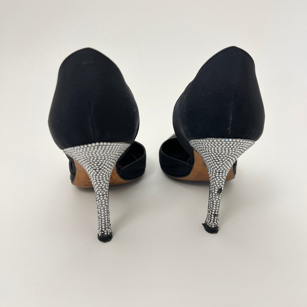 Rene Caovilla | Rare Black Silver Crystal Cowgirl Western Stiletto D'Orsay (35)
