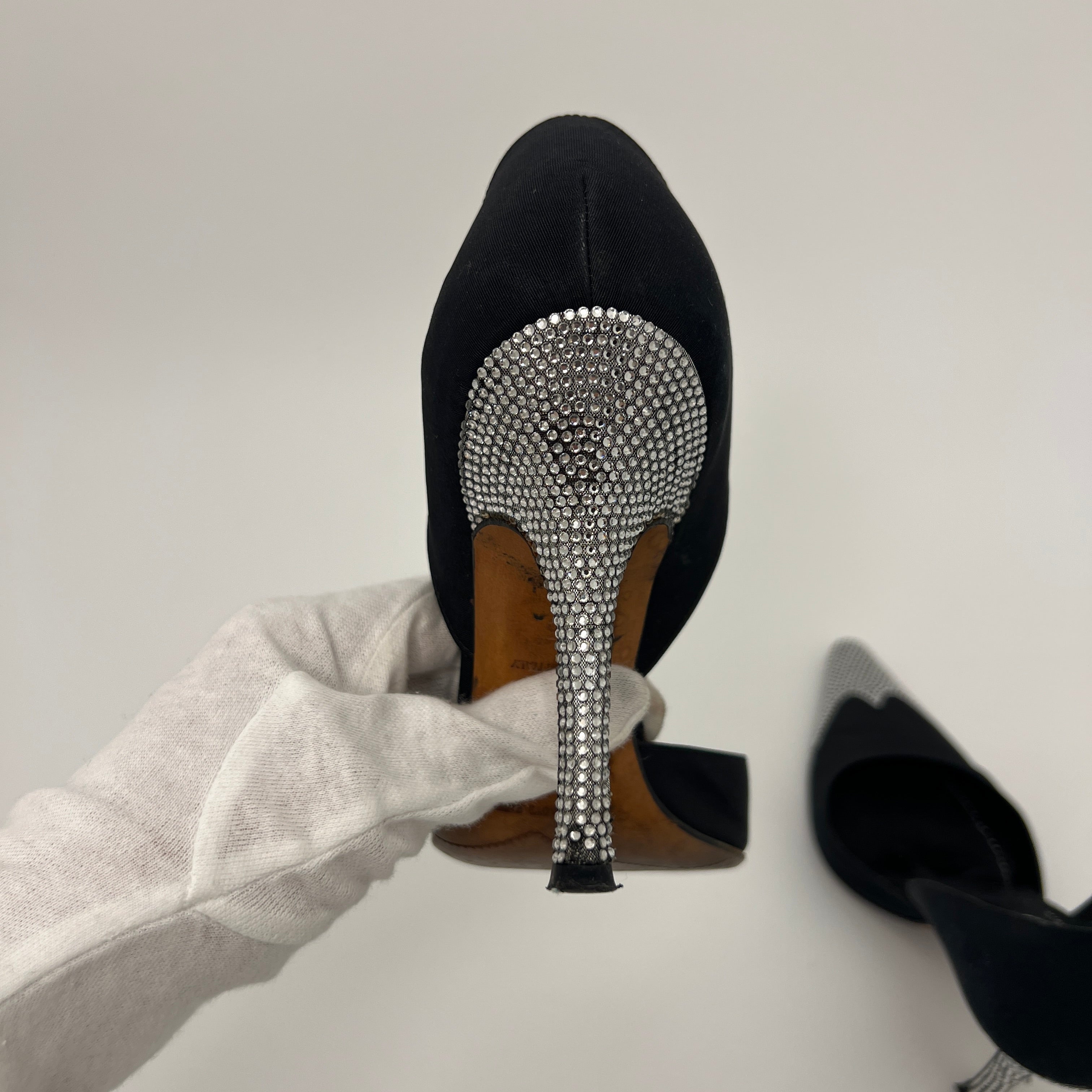 Rene Caovilla | Rare Black Silver Crystal Cowgirl Western Stiletto D'Orsay (35)