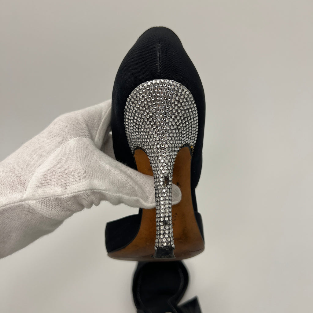 Rene Caovilla | Rare Black Silver Crystal Cowgirl Western Stiletto D'Orsay (35)