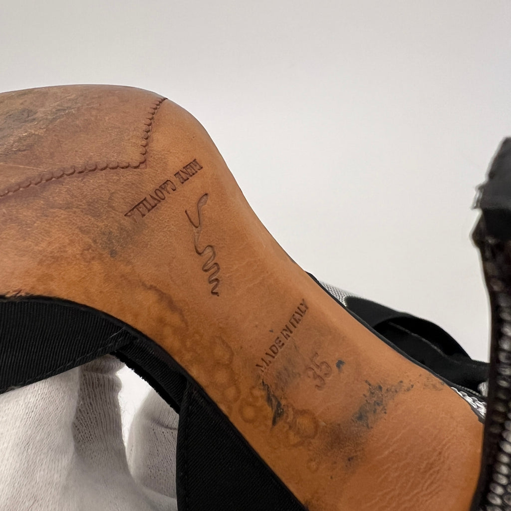 Rene Caovilla | Rare Black Silver Crystal Cowgirl Western Stiletto D'Orsay (35)