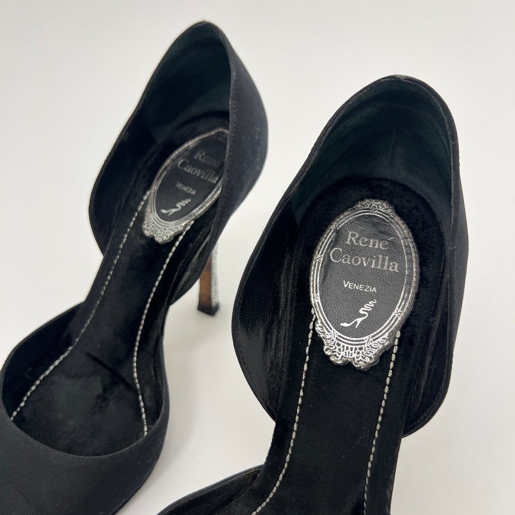 Rene Caovilla | Rare Black Silver Crystal Cowgirl Western Stiletto D'Orsay (35)