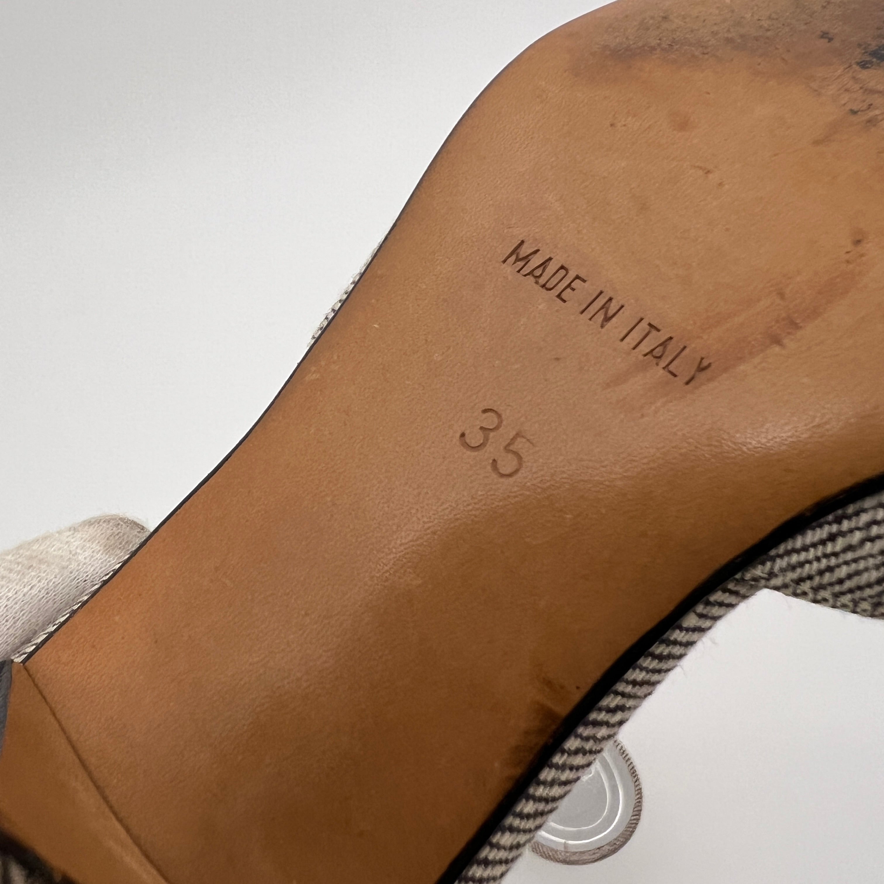 Dior | John Galliano Denim Gray Lock & Key Silver Kitten Mules Rare (35)