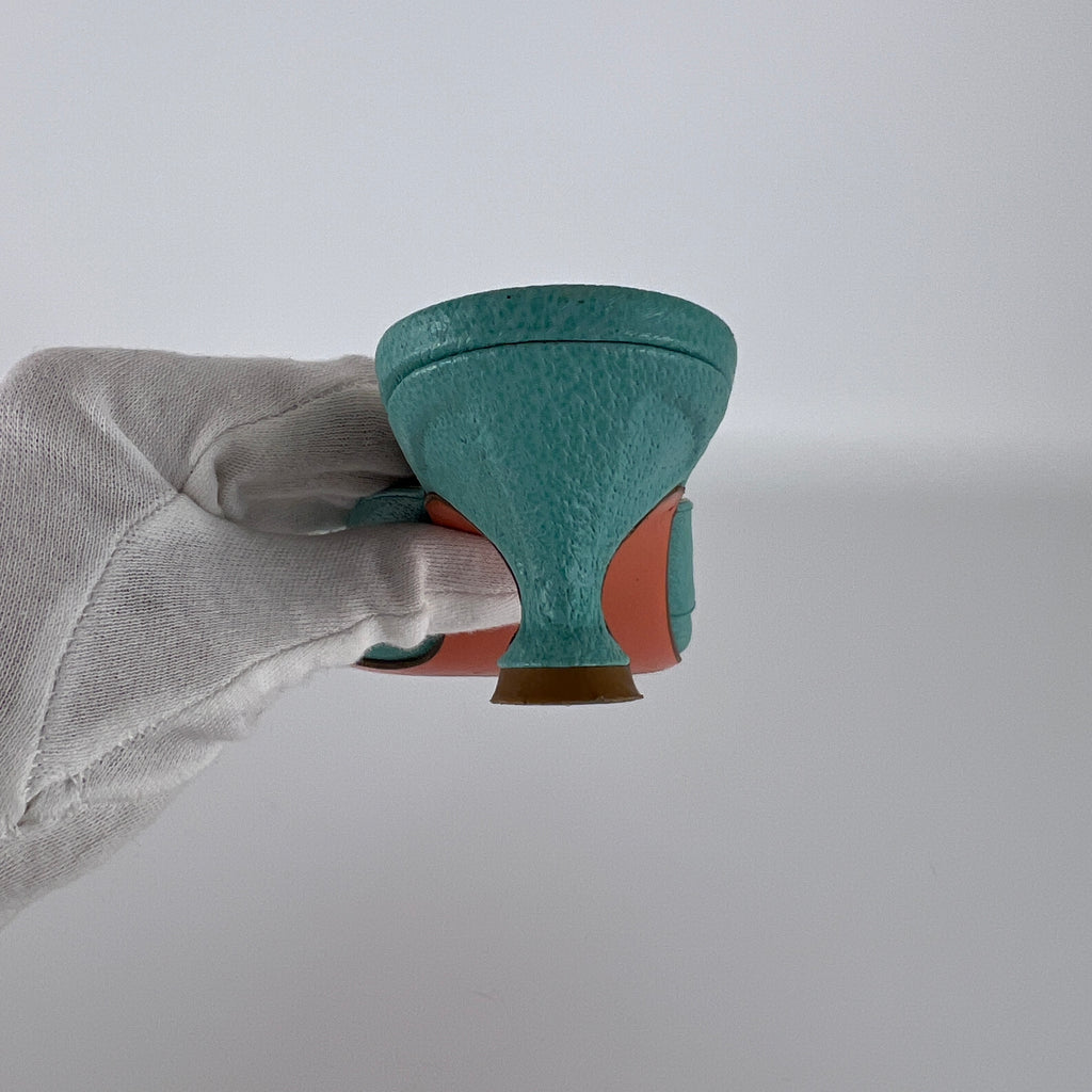 Fendi | Vintage Turquoise Blue Leather Bow Kitten Heel Pointed Toe Mule (35)