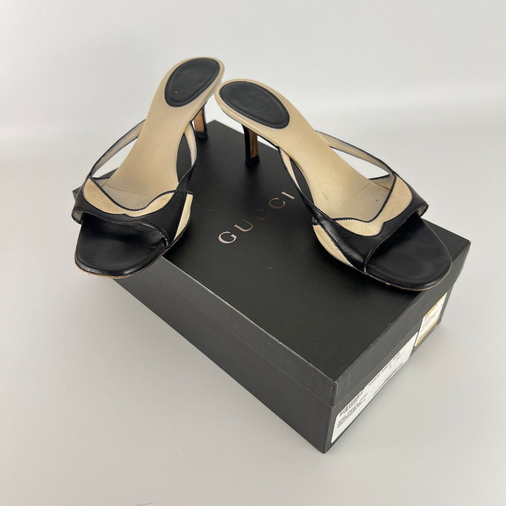 Gucci | Tom Ford Era Vintage Black Leather Sandal Slide Mules (37)