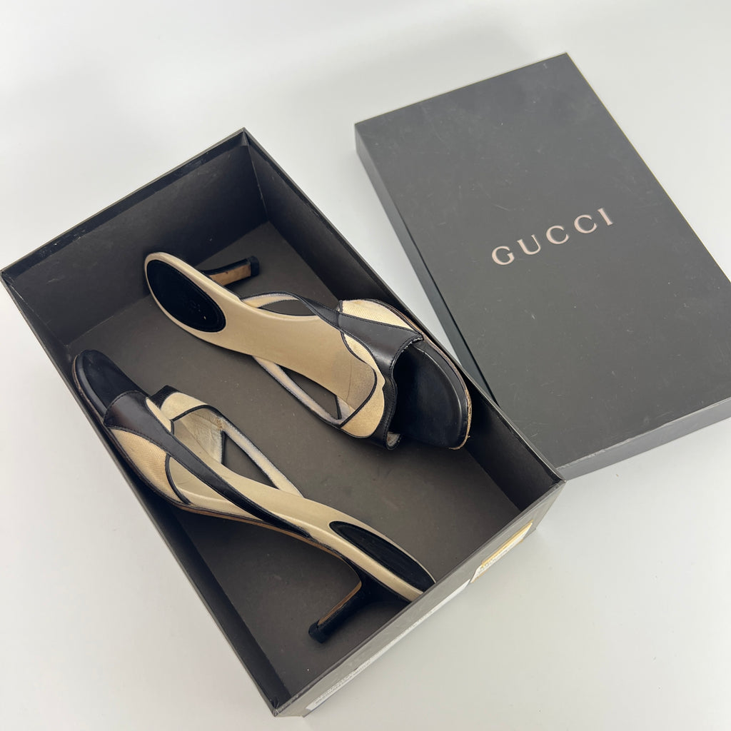 Gucci | Tom Ford Era Vintage Black Leather Sandal Slide Mules (37)