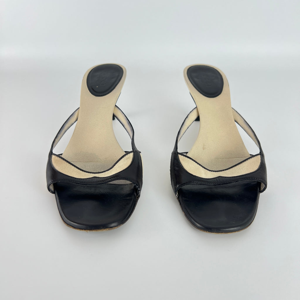 Gucci | Tom Ford Era Vintage Black Leather Sandal Slide Mules (37)
