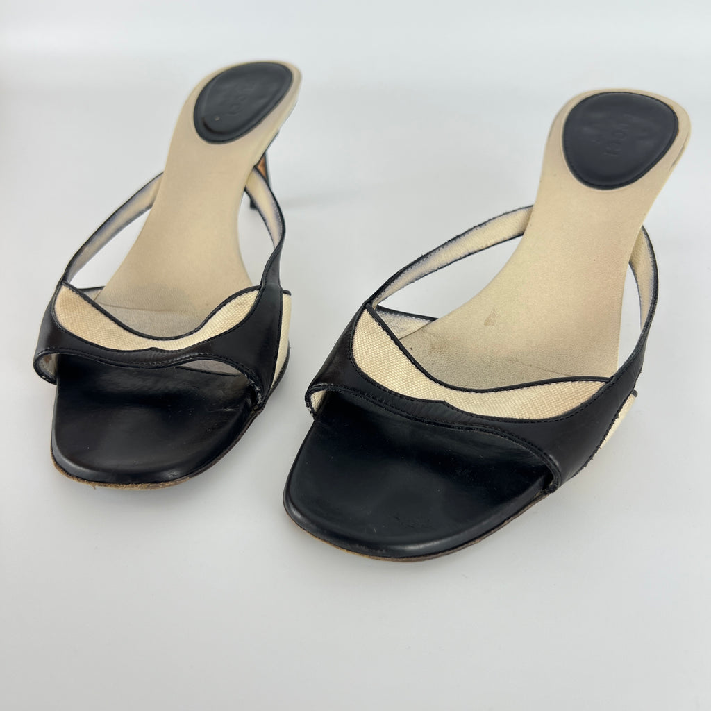 Gucci | Tom Ford Era Vintage Black Leather Sandal Slide Mules (37)