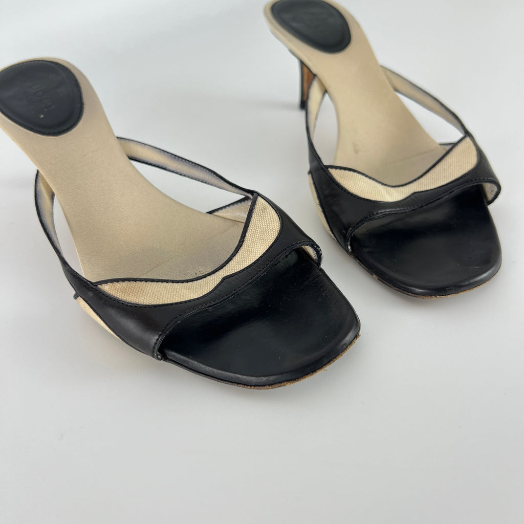 Gucci | Tom Ford Era Vintage Black Leather Sandal Slide Mules (37)