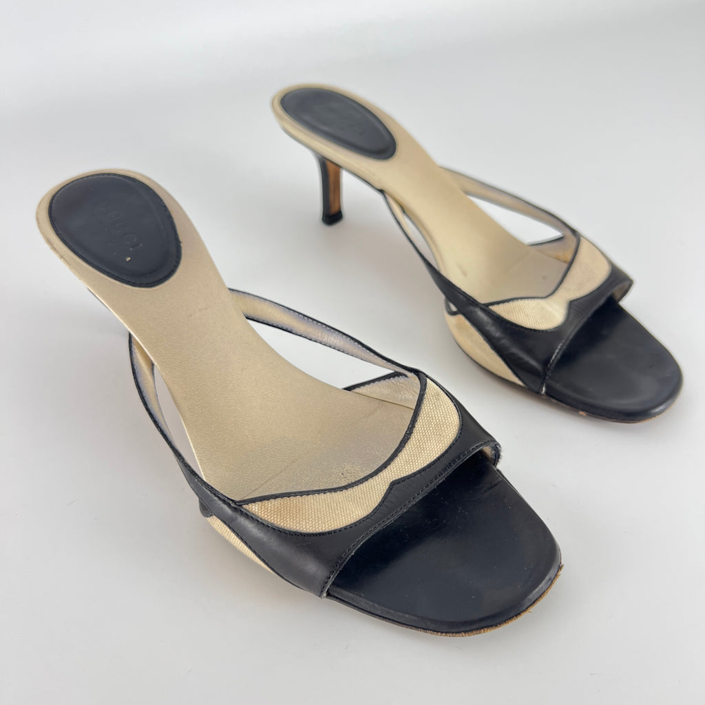 Gucci | Tom Ford Era Vintage Black Leather Sandal Slide Mules (37)