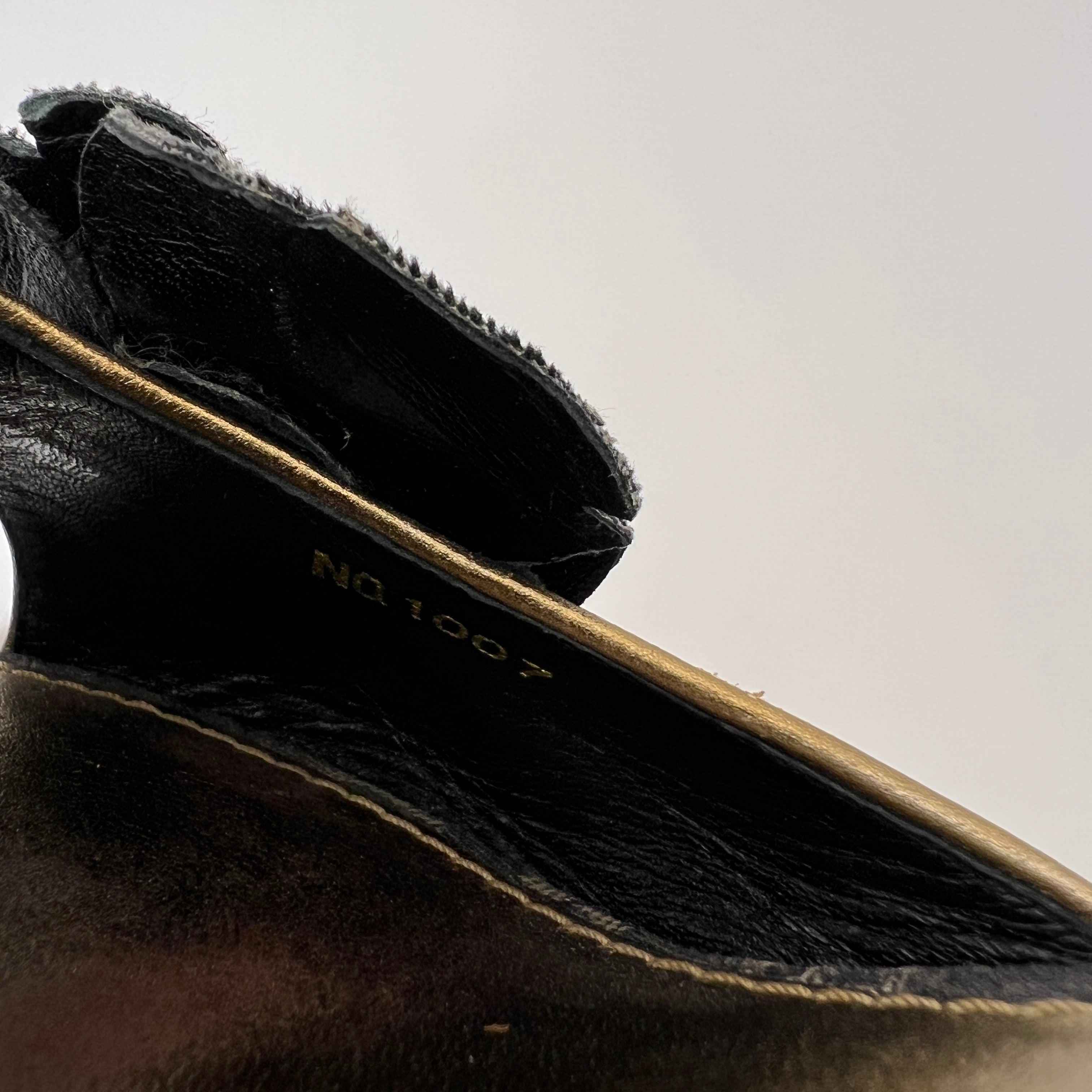 Louis Vuitton | Vintage Black Denim Flower LV Monogram Kitten Heel Mules (35)