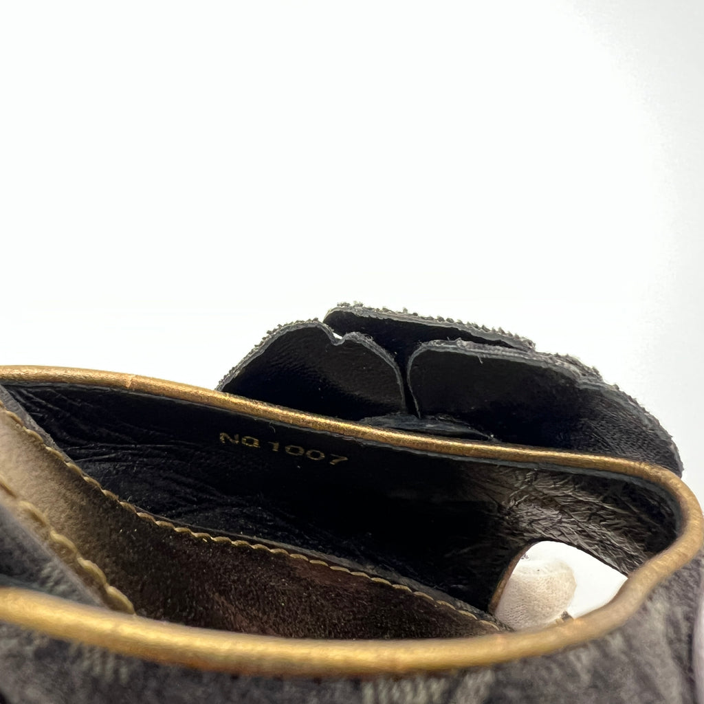 Louis Vuitton | Vintage Black Denim Flower LV Monogram Kitten Heel Mules (35)