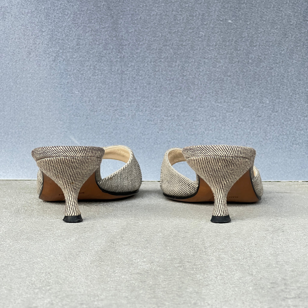Dior | Vintage John Galliano Era Grey Denim Lock & Key Kitten Heel Slide Mules Rare (35)