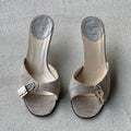 Dior | Vintage John Galliano Era Grey Denim Lock & Key Kitten Heel Slide Mules Rare (35)