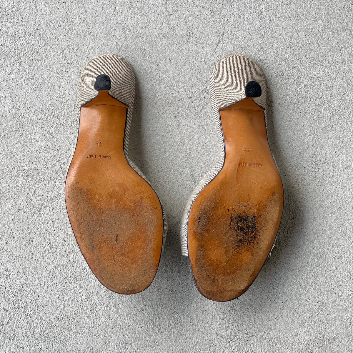 Dior | Vintage John Galliano Era Grey Denim Lock & Key Kitten Heel Slide Mules Rare (35)