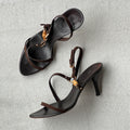 Gucci | Vintage Tom Ford Era Bamboo Brown Leather Strappy Sandal Heels (34)