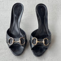 Gucci | Black Monogram GG Silver Horse Bit Slide Mules (37.5)