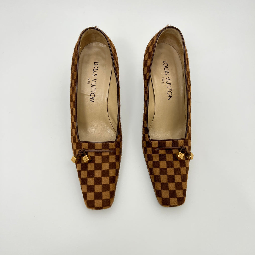 Louis Vuitton | Damier Calf Hair Leather Pumps Gold LV (36.5)