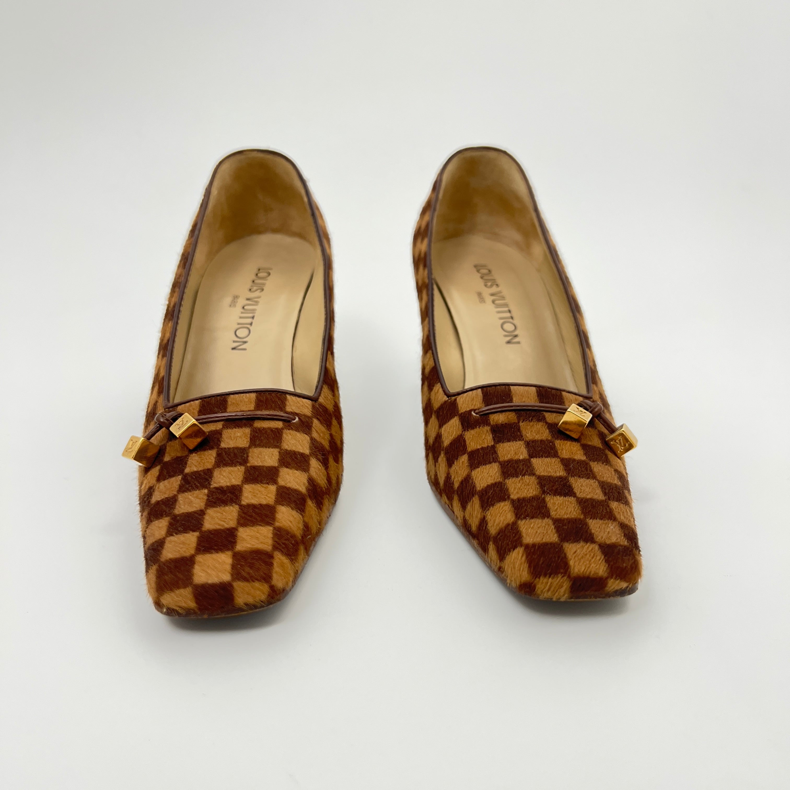 Louis Vuitton | Damier Calf Hair Leather Pumps Gold LV (36.5)